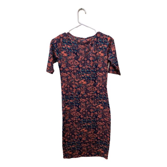 Lula Roe Peach and Teal Julia Pencil Dress, XXS, Pre-owned - Picture 4 of 7